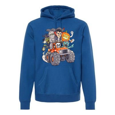 Halloween Skeleton Zombie Monster Truck Vampire Boys Premium Hoodie