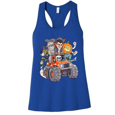 Halloween Skeleton Zombie Monster Truck Vampire Boys Women's Racerback Tank