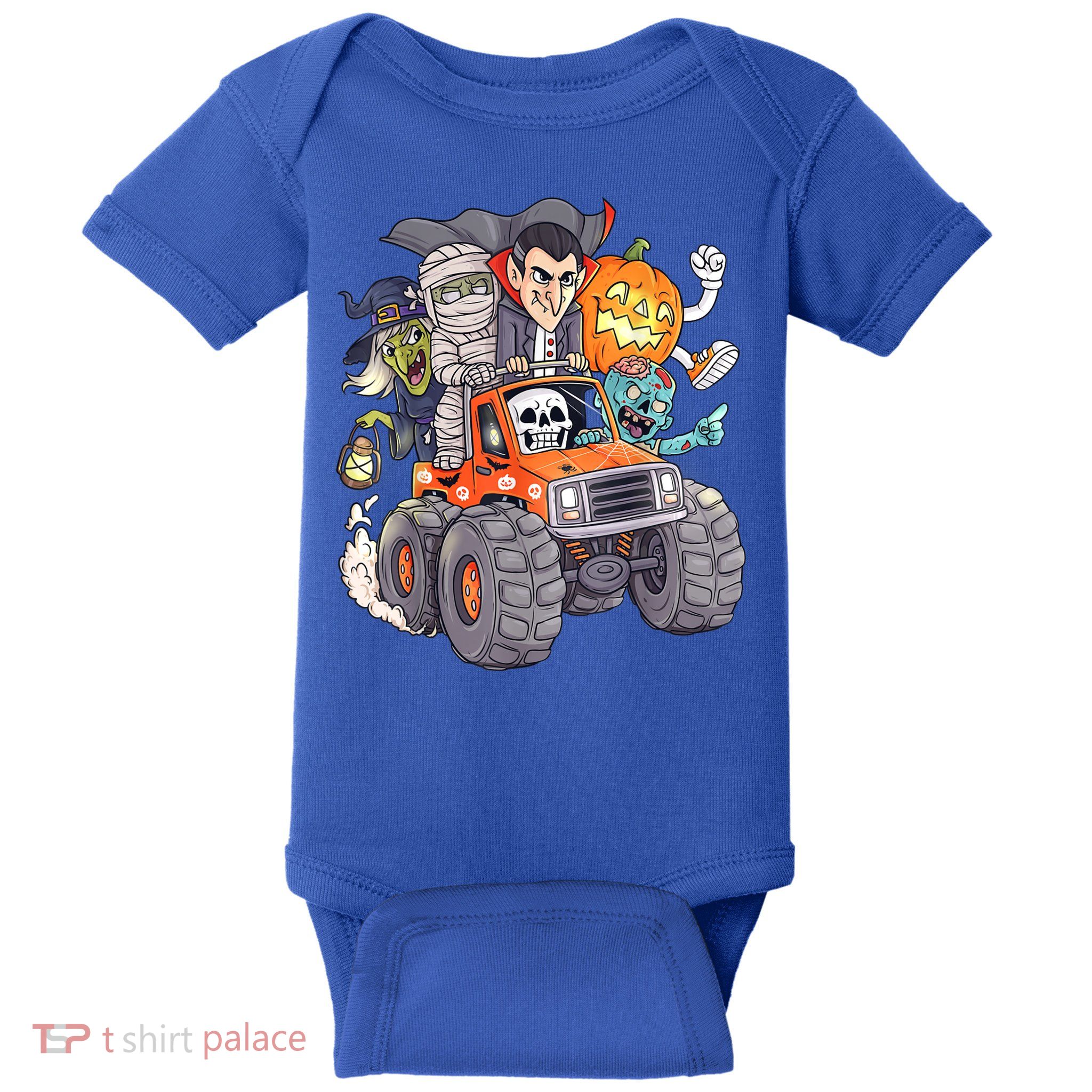 Halloween Skeleton Zombie Monster Truck Vampire Boys Baby Bodysuit