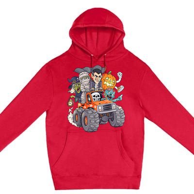 Halloween Skeleton Zombie Monster Truck Vampire Boys Premium Pullover Hoodie