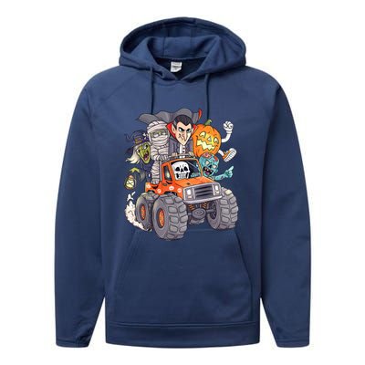 Halloween Skeleton Zombie Monster Truck Vampire Boys Performance Fleece Hoodie