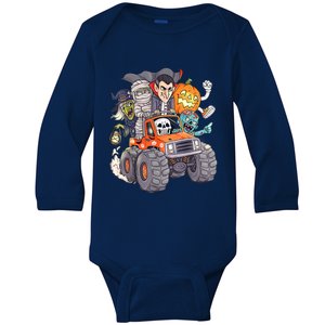 Halloween Skeleton Zombie Monster Truck Vampire Boys Baby Long Sleeve Bodysuit