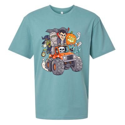 Halloween Skeleton Zombie Monster Truck Vampire Boys Sueded Cloud Jersey T-Shirt