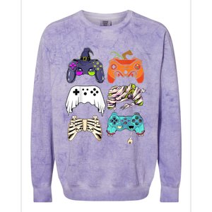 Halloween Skeleton Zombie Gaming Controllers Mummy Colorblast Crewneck Sweatshirt