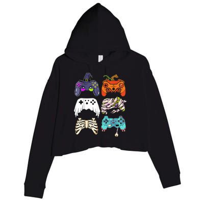 Halloween Skeleton Zombie Gaming Controllers Mummy Crop Fleece Hoodie