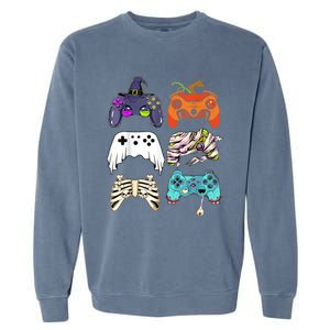 Halloween Skeleton Zombie Gaming Controllers Mummy Garment-Dyed Sweatshirt