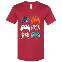 Halloween Skeleton Zombie Gaming Controllers Mummy V-Neck T-Shirt