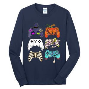 Halloween Skeleton Zombie Gaming Controllers Mummy Tall Long Sleeve T-Shirt