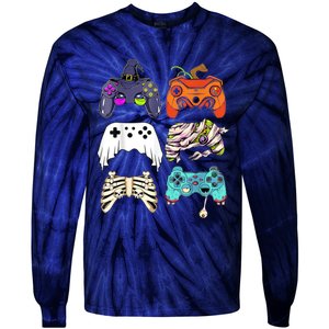 Halloween Skeleton Zombie Gaming Controllers Mummy Tie-Dye Long Sleeve Shirt