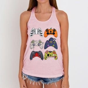 Halloween Skeleton Zombie Gaming Controllers Mummy Women's Knotted Racerback Tank