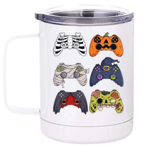 Halloween Skeleton Zombie Gaming Controllers Mummy 12 oz Stainless Steel Tumbler Cup