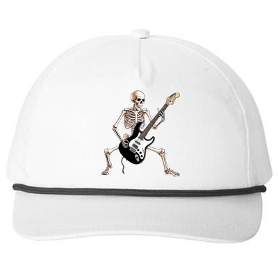 Skeleton Playing Guitar - Rock and Roll Band Graphic Snapback Five-Panel Rope Hat