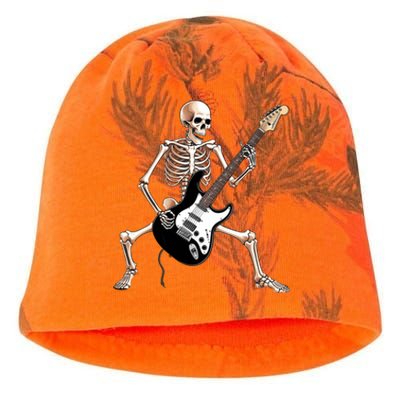 Skeleton Playing Guitar - Rock and Roll Band Graphic Kati - Camo Knit Beanie