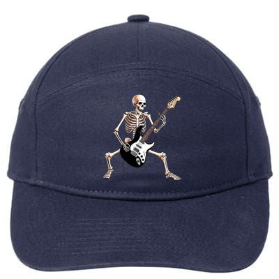 Skeleton Playing Guitar - Rock and Roll Band Graphic 7-Panel Snapback Hat