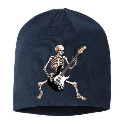 Skeleton Playing Guitar - Rock and Roll Band Graphic Sustainable Beanie