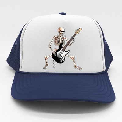 Skeleton Playing Guitar - Rock and Roll Band Graphic Trucker Hat