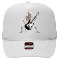 Skeleton Playing Guitar - Rock and Roll Band Graphic High Crown Mesh Back Trucker Hat