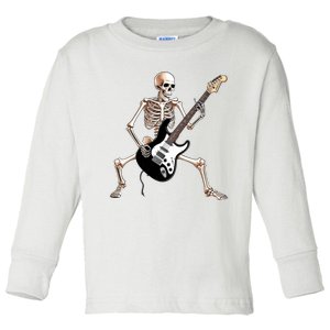 Skeleton Playing Guitar - Rock and Roll Band Graphic Toddler Long Sleeve Shirt