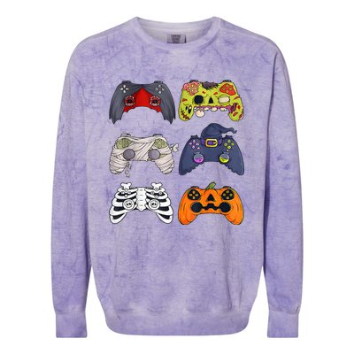 Halloween Skeleton Zombie Gaming Controllers Mummy Colorblast Crewneck Sweatshirt