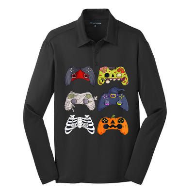 Halloween Skeleton Zombie Gaming Controllers Mummy Silk Touch Performance Long Sleeve Polo