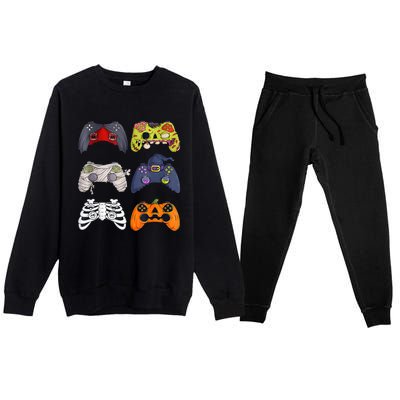 Halloween Skeleton Zombie Gaming Controllers Mummy Premium Crewneck Sweatsuit Set