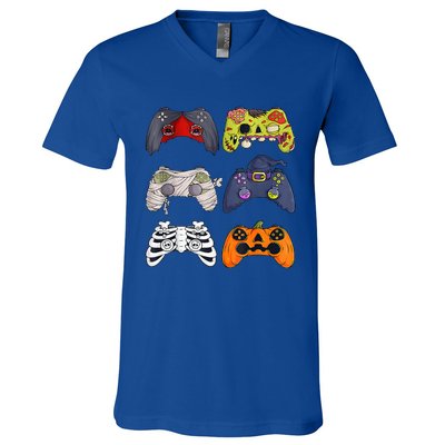 Halloween Skeleton Zombie Gaming Controllers Mummy V-Neck T-Shirt