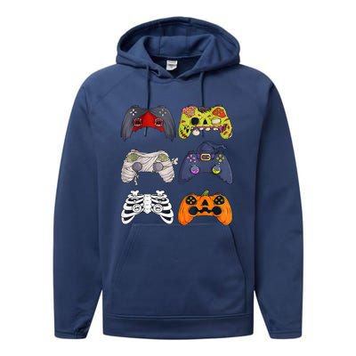 Halloween Skeleton Zombie Gaming Controllers Mummy Performance Fleece Hoodie