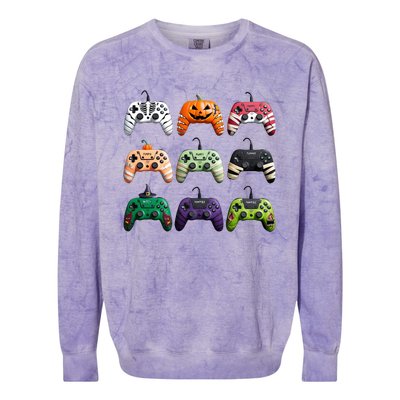 Halloween Skeleton Zombie Gamer Fun Design Colorblast Crewneck Sweatshirt