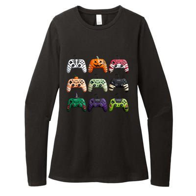 Halloween Skeleton Zombie Gamer Fun Design Womens CVC Long Sleeve Shirt