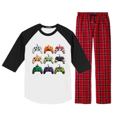 Halloween Skeleton Zombie Gamer Fun Design Raglan Sleeve Pajama Set