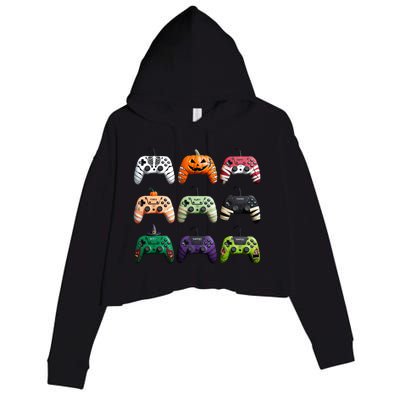 Halloween Skeleton Zombie Gamer Fun Design Crop Fleece Hoodie