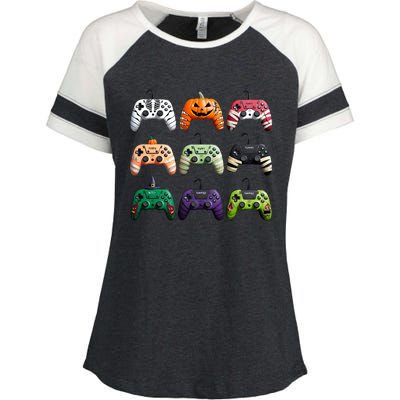 Halloween Skeleton Zombie Gamer Fun Design Enza Ladies Jersey Colorblock Tee