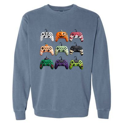 Halloween Skeleton Zombie Gamer Fun Design Garment-Dyed Sweatshirt