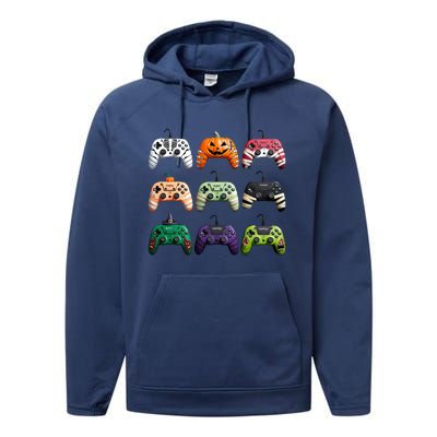 Halloween Skeleton Zombie Gamer Fun Design Performance Fleece Hoodie