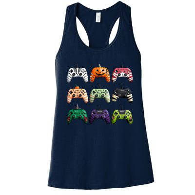 Halloween Skeleton Zombie Gamer Fun Design Women's Racerback Tank