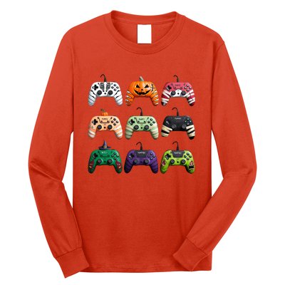 Halloween Skeleton Zombie Gamer Fun Design Long Sleeve Shirt