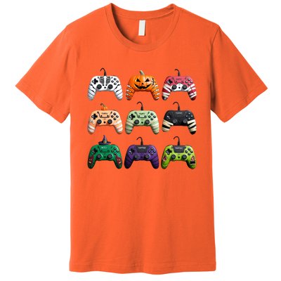 Halloween Skeleton Zombie Gamer Fun Design Premium T-Shirt