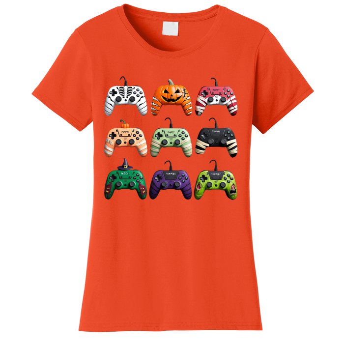 Halloween Skeleton Zombie Gamer Fun Design Women's T-Shirt