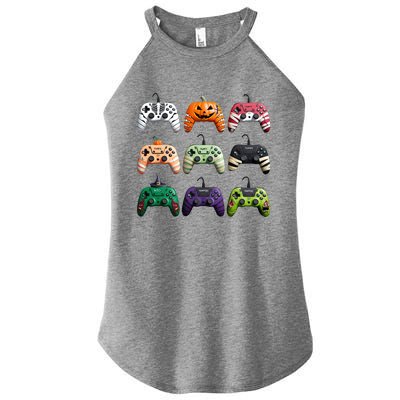 Halloween Skeleton Zombie Gamer Fun Design Women's Perfect Tri Rocker Tank