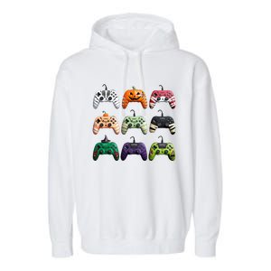 Halloween Skeleton Zombie Gamer Fun Design Garment-Dyed Fleece Hoodie