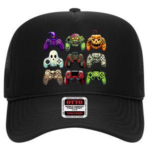 Halloween Skeleton Zombie Gaming Controllers Mummy High Crown Mesh Back Trucker Hat