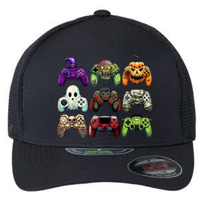 Halloween Skeleton Zombie Gaming Controllers Mummy Flexfit Unipanel Trucker Cap