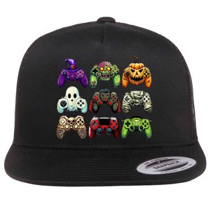 Halloween Skeleton Zombie Gaming Controllers Mummy Flat Bill Trucker Hat