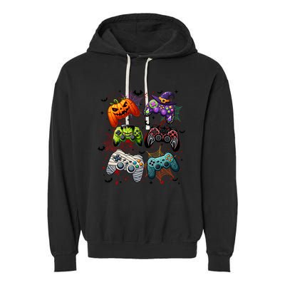 Halloween Skeleton Zombie Gaming Controllers Mummy Funny Gift Garment-Dyed Fleece Hoodie