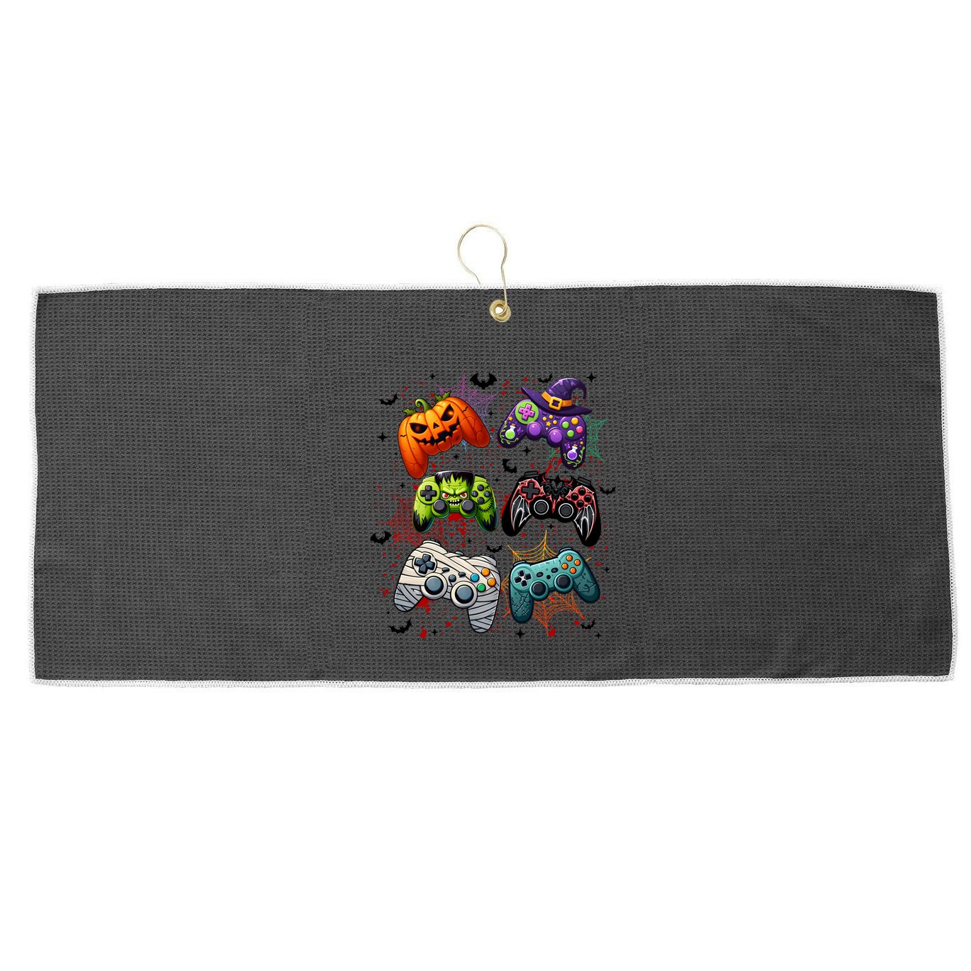 Halloween Skeleton Zombie Gaming Controllers Mummy Funny Gift Large Microfiber Waffle Golf Towel