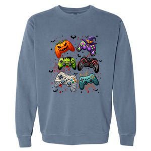 Halloween Skeleton Zombie Gaming Controllers Mummy Funny Gift Garment-Dyed Sweatshirt