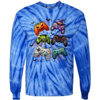 Halloween Skeleton Zombie Gaming Controllers Mummy Funny Gift Tie-Dye Long Sleeve Shirt