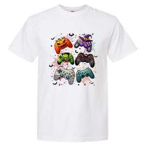 Halloween Skeleton Zombie Gaming Controllers Mummy Funny Gift Garment-Dyed Heavyweight T-Shirt