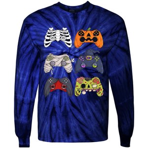 Halloween Skeleton Zombie Gaming Controllers Mummy Tie-Dye Long Sleeve Shirt