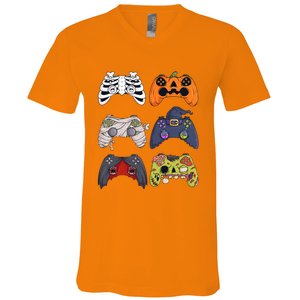 Halloween Skeleton Zombie Gaming Controllers Mummy V-Neck T-Shirt